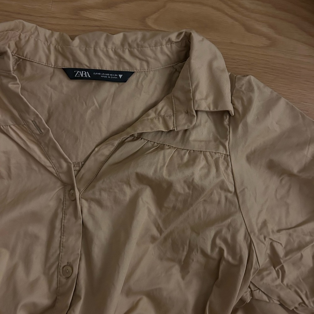 Zara Tan Tiered Button-Front Mini Dress - Picture 4 of 4